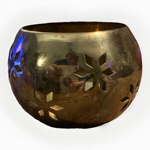 Brass Open Work Votive or Tea Light Holder - Snowflake